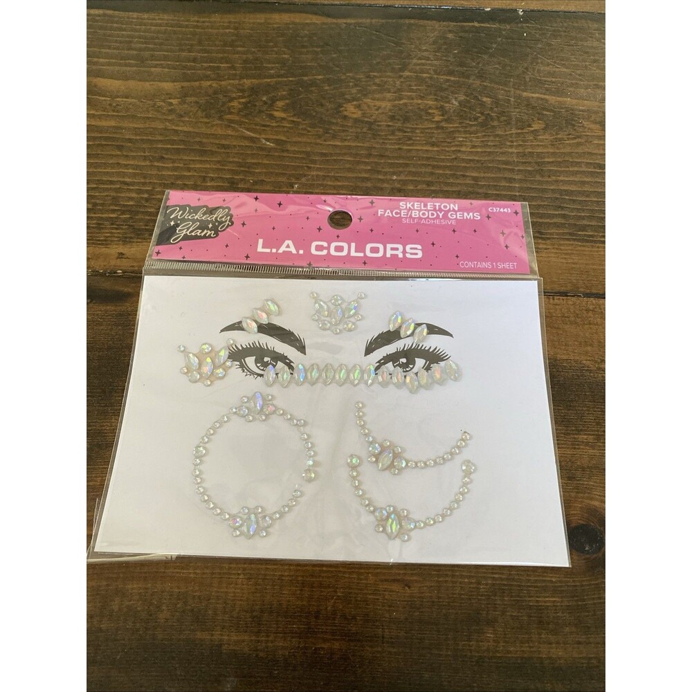 L.A. Colors Skeleton Face/Body Gems Self Adhesive C37443 Wickedly Glam Halloween